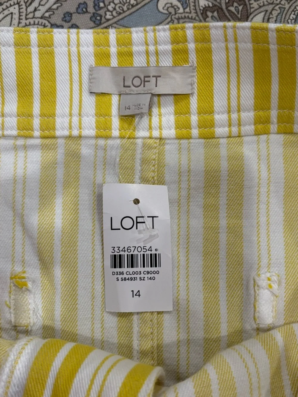 NWT Women’s LOFT Bright Yellow/White Striped Casual Skirt (14) - Picture 4 of 5